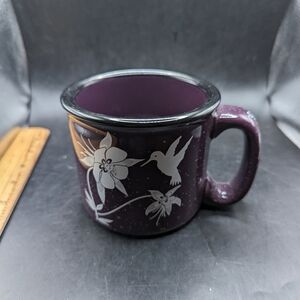 Purple Mug with Hummingbird and Floral Design